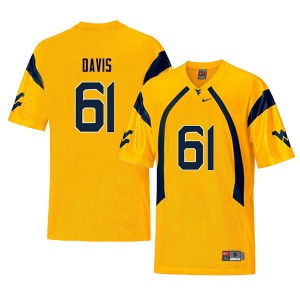 Men's West Virginia Mountaineers #61 Zach Davis Yellow Retro Football Jerseys 668629-785