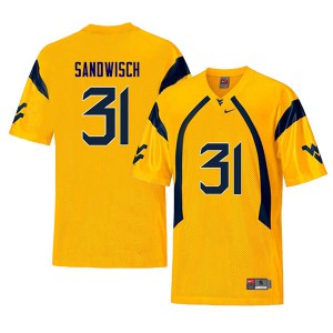 Men's Mountaineers #31 Zach Sandwisch Yellow Retro NCAA Jersey 469560-951